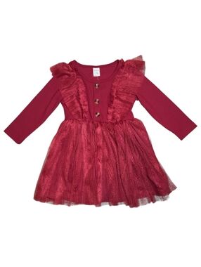SHEIN Burgundy Ruffled Tulle Knit Dress - NWT - 12/18 M